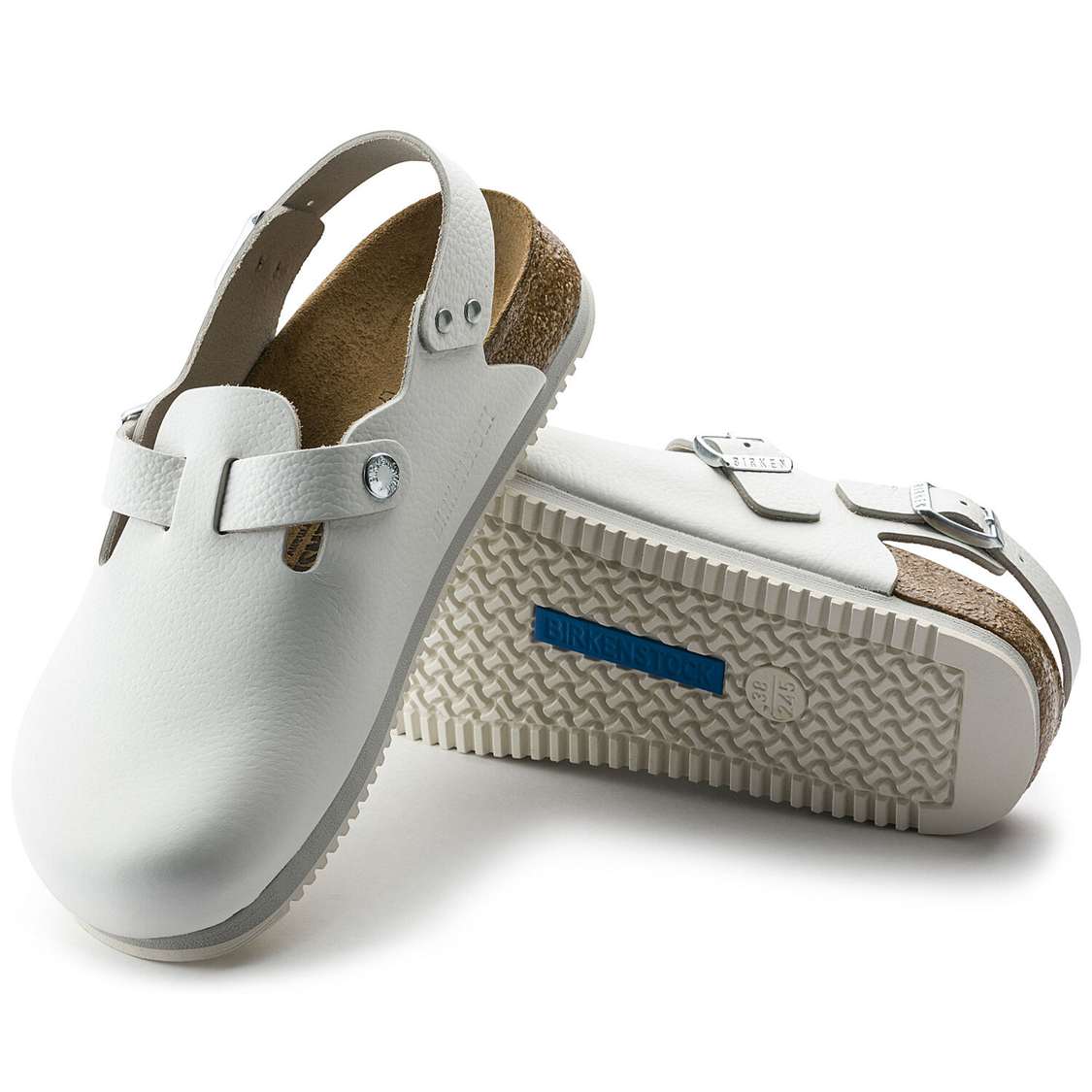 Birkenstock Tokio Super Grip Leather Clogs White | QvJdhq4VwW1