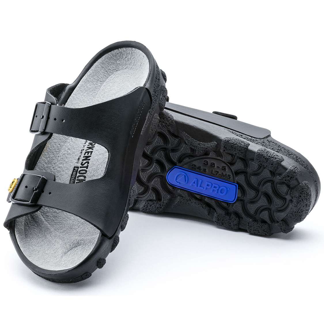 Birkenstock Toulon ESD Birkibuc Two Strap Sandals Black | FVqXStt5PKM