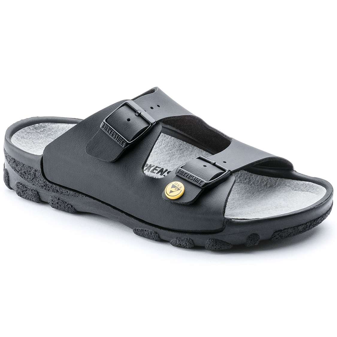 Birkenstock Toulon ESD Birkibuc Two Strap Sandals Black | IdVgkRNXJty