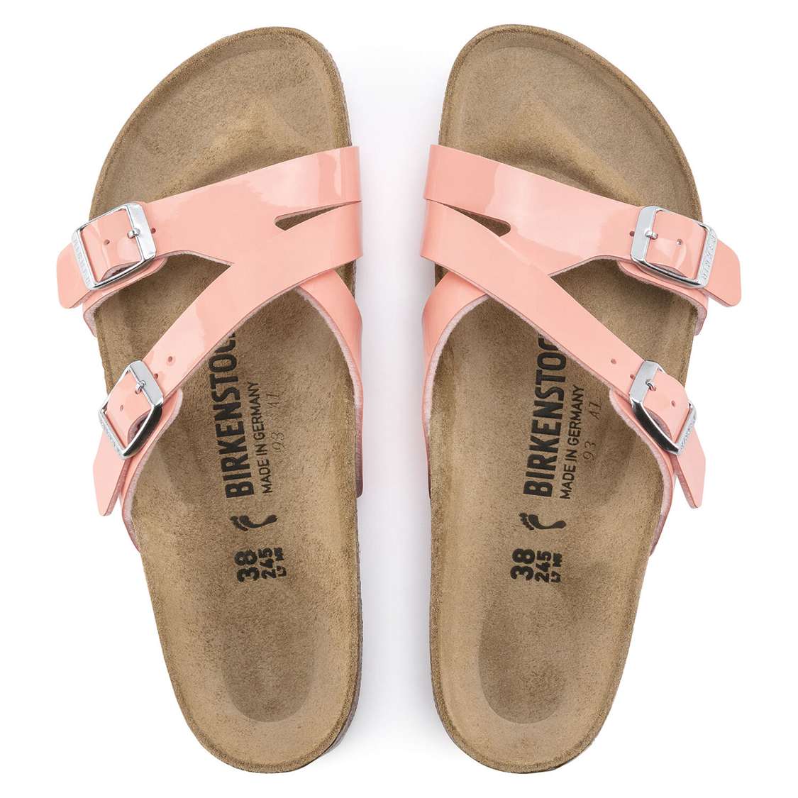 Birkenstock Yao Balance Birko-Flor Patent Two Strap Sandals Coral | 1guleuhtvWL