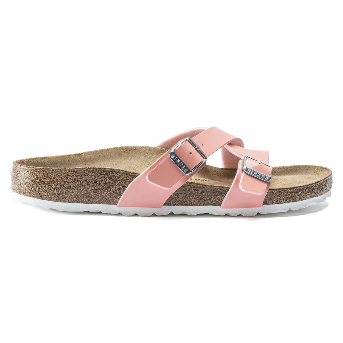 Birkenstock Yao Balance Birko-Flor Patent Two Strap Sandals Coral | 1guleuhtvWL