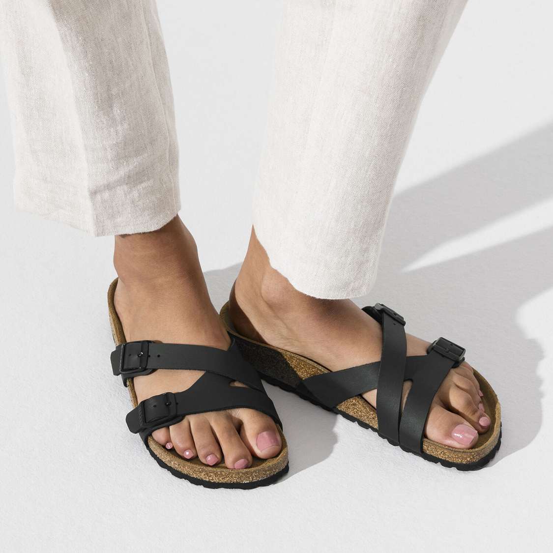 Birkenstock Yao Birko-Flor Multi Strap Sandals Black | v4YyavlgKdv