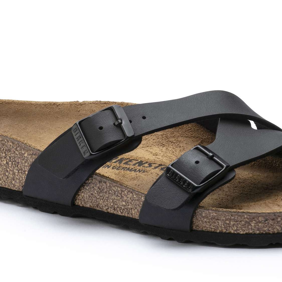 Birkenstock Yao Birko-Flor Two Strap Sandals Black | f9rPZJiWy4g