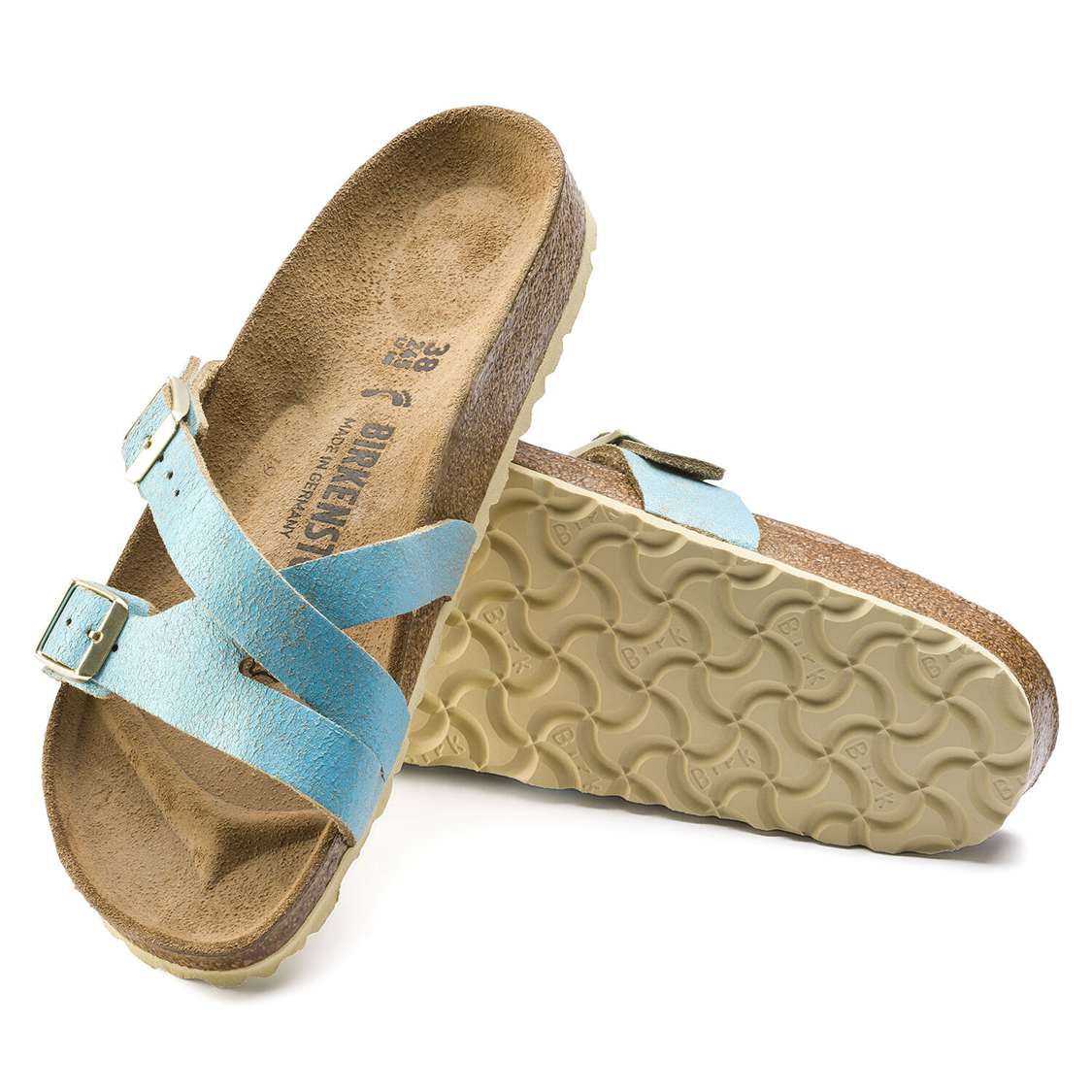 Birkenstock Yao Leather Multi Strap Sandals Wash Light Turquoise | ocoOQb769xz