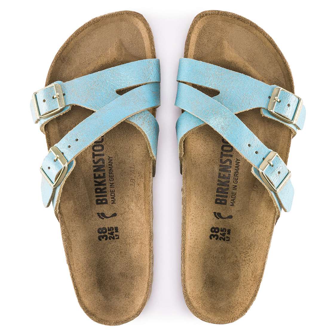 Birkenstock Yao Leather Multi Strap Sandals Wash Light Turquoise | ocoOQb769xz