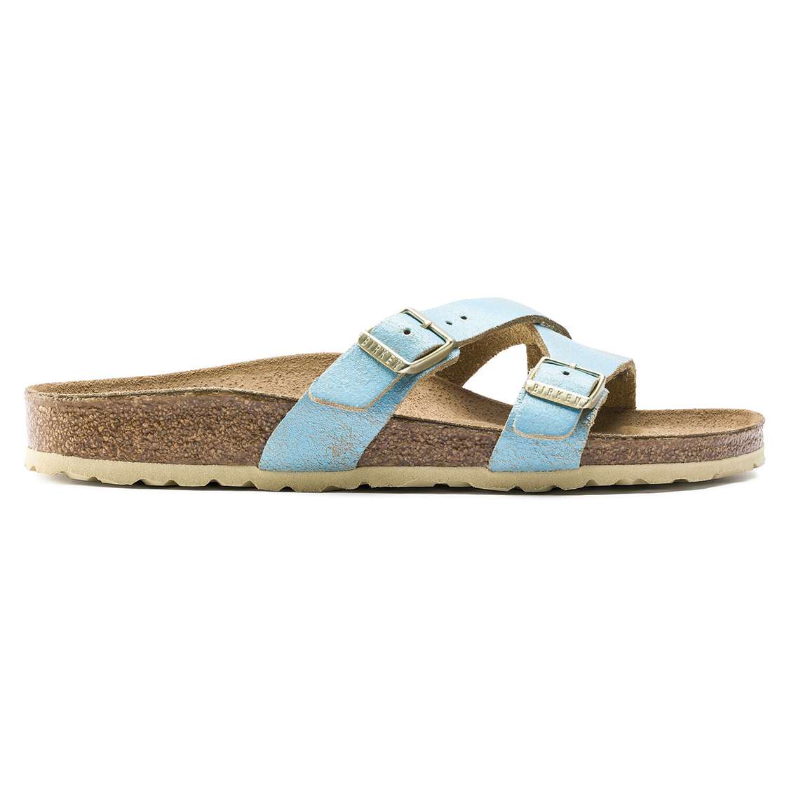 Birkenstock Yao Leather Multi Strap Sandals Wash Light Turquoise | ocoOQb769xz