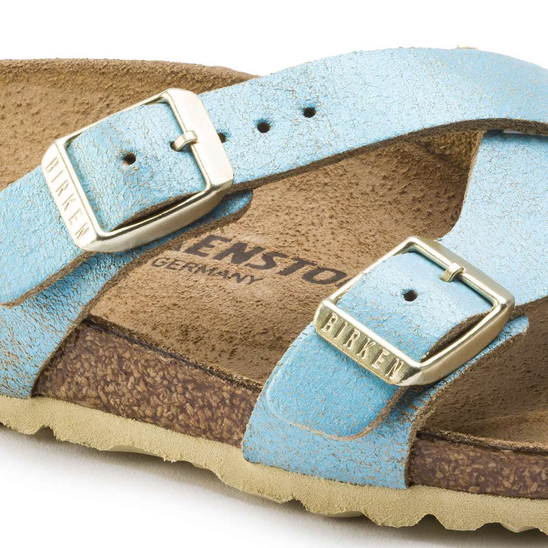 Birkenstock Yao Leather Multi Strap Sandals Wash Light Turquoise | ocoOQb769xz