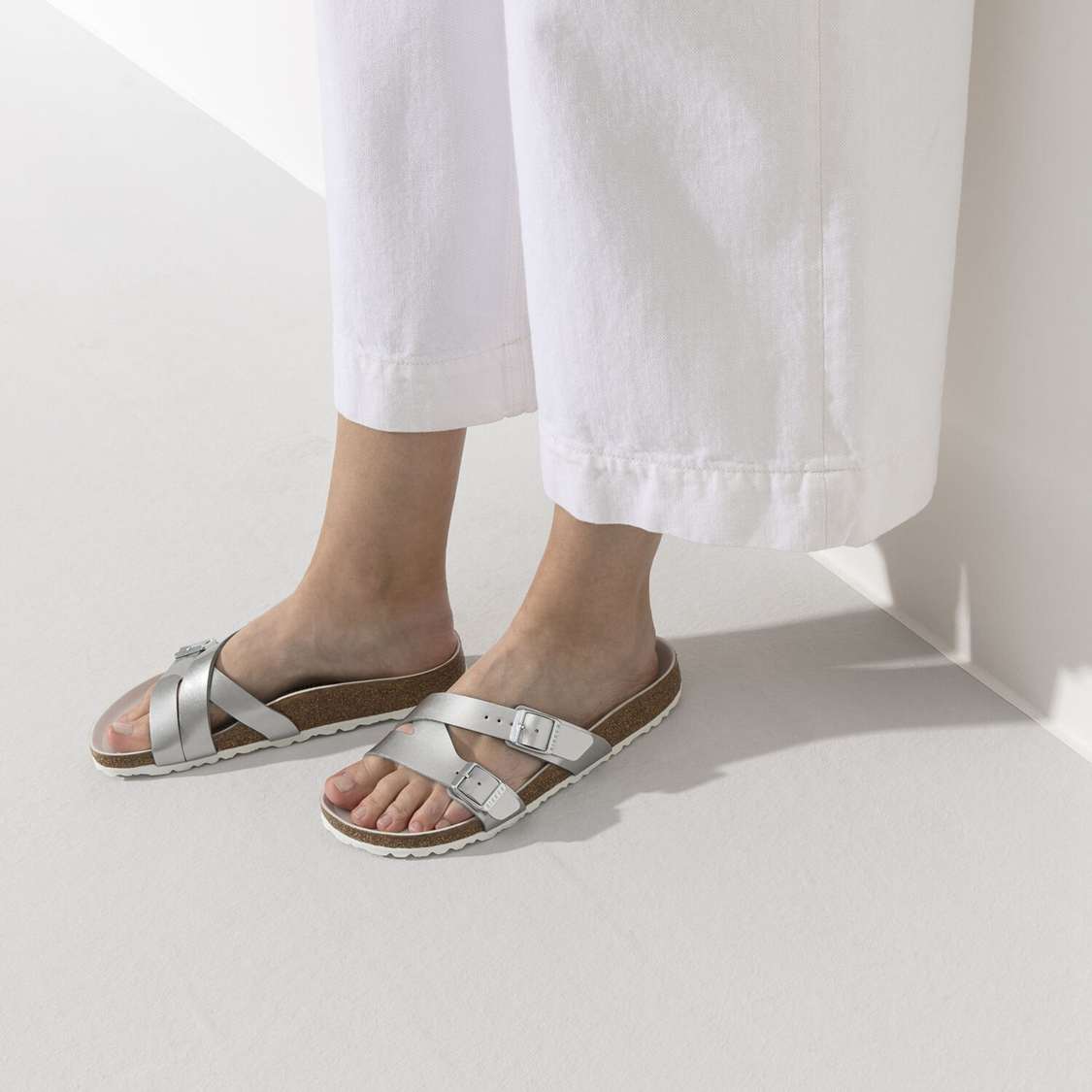 Birkenstock Yao Lux Birko-Flor Multi Strap Sandals Silver | 4urqfDbfJ8J