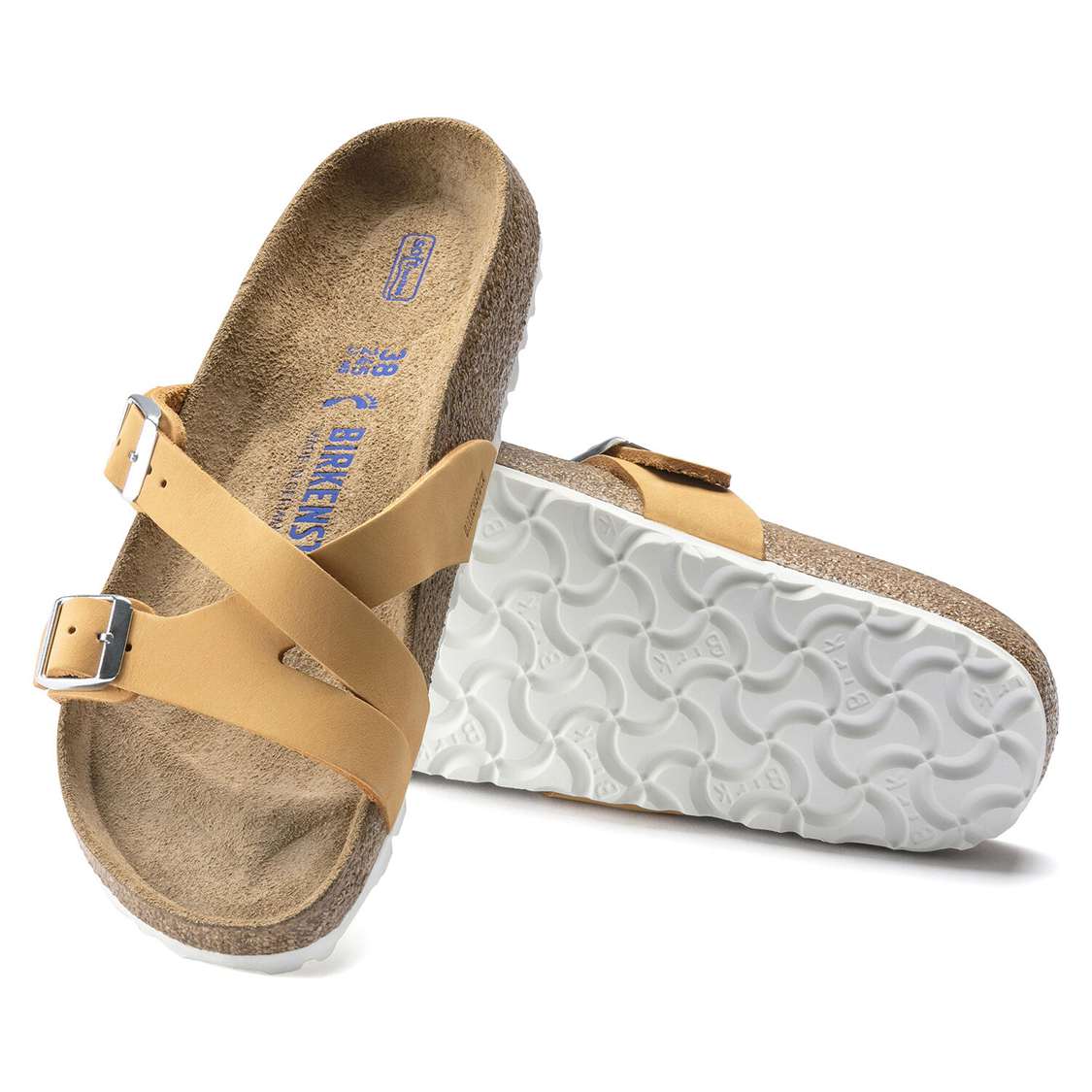 Birkenstock Yao Soft Footbed Nubuck Leather Multi Strap Sandals Apricot | PzeRzwmWeOD