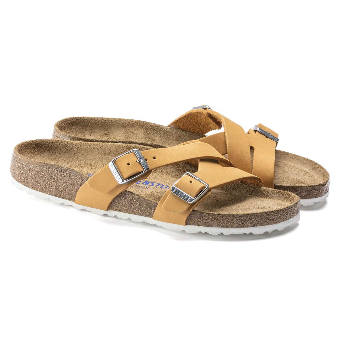 Birkenstock Yao Soft Footbed Nubuck Leather Multi Strap Sandals Apricot | PzeRzwmWeOD