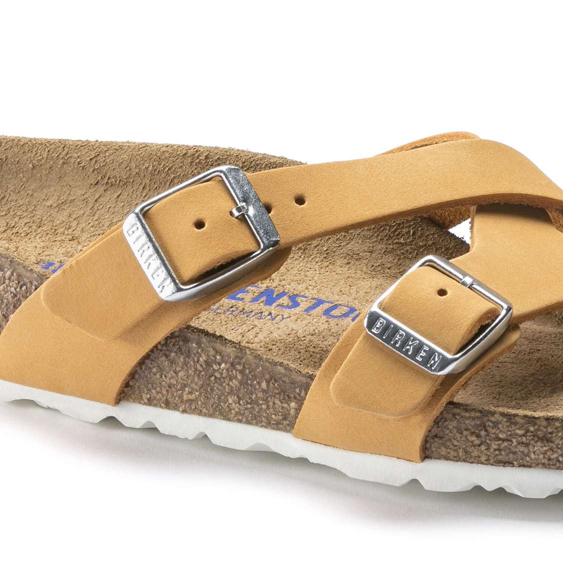 Birkenstock Yao Soft Footbed Nubuck Leather Multi Strap Sandals Apricot | PzeRzwmWeOD