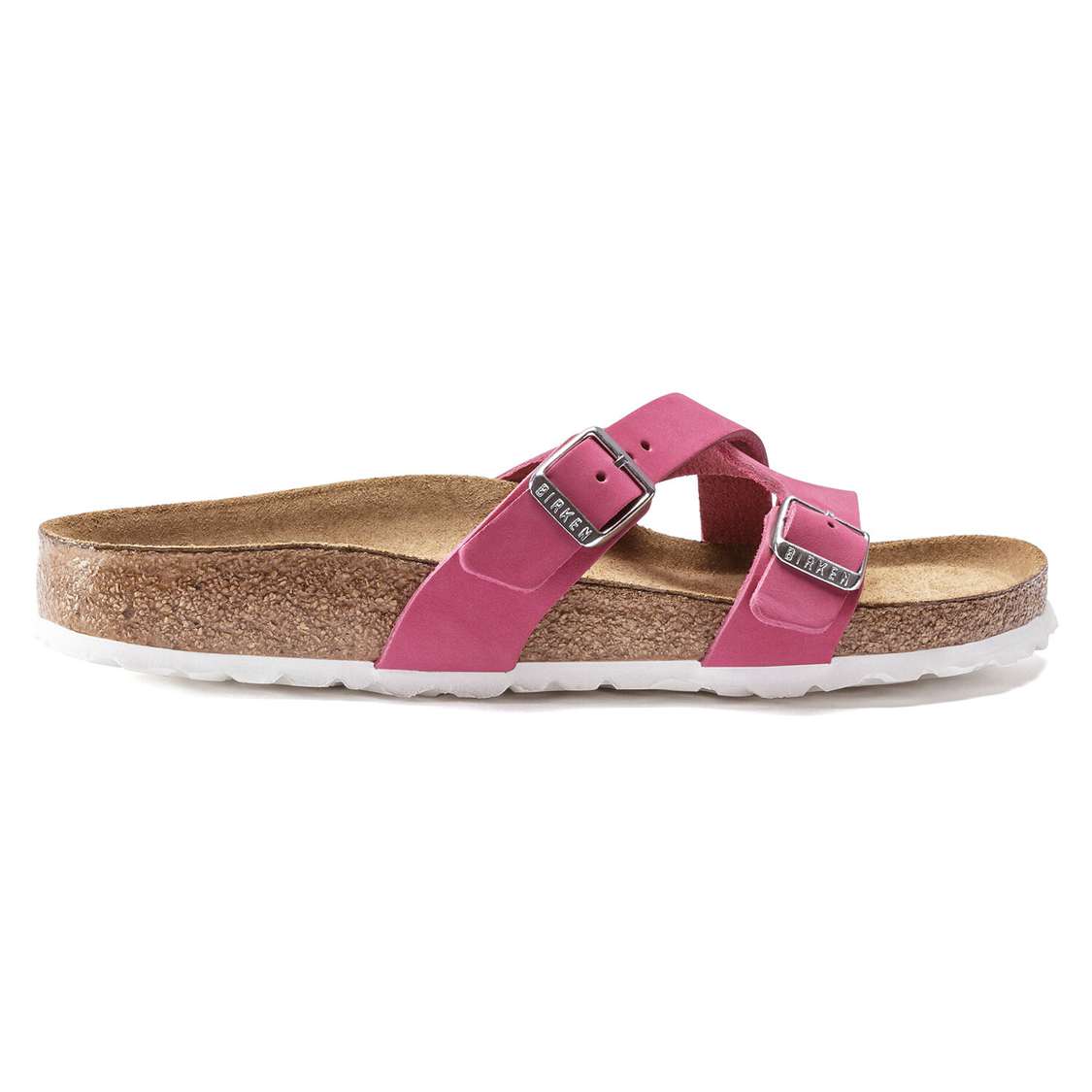 Birkenstock Yao Soft Footbed Nubuck Leather Two Strap Sandals Fuchsia | RJxNbAcHlSN