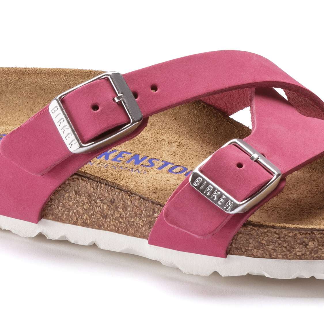 Birkenstock Yao Soft Footbed Nubuck Leather Two Strap Sandals Fuchsia | RJxNbAcHlSN