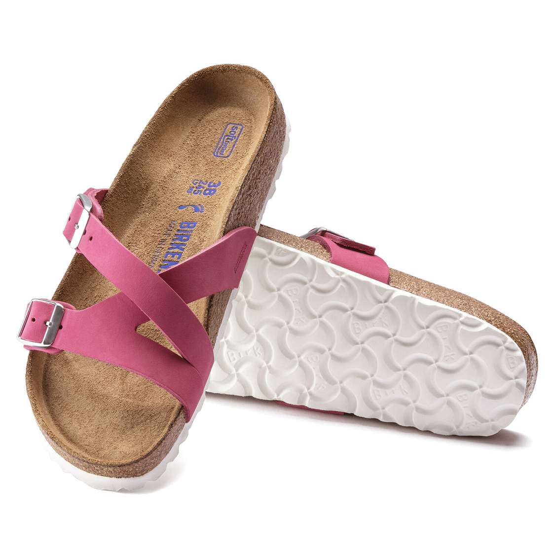 Birkenstock Yao Soft Footbed Nubuck Leather Multi Strap Sandals Fuchsia | tJkG68YsP2D