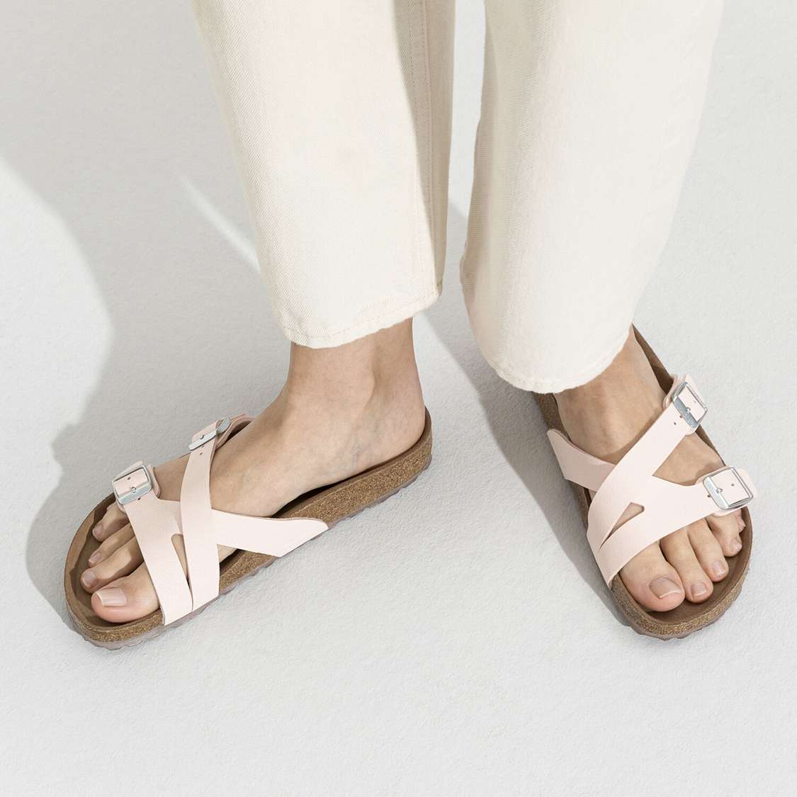 Birkenstock Yao Vegan Birkibuc Two Strap Sandals Light Rose | jxC5oVMT3Vp