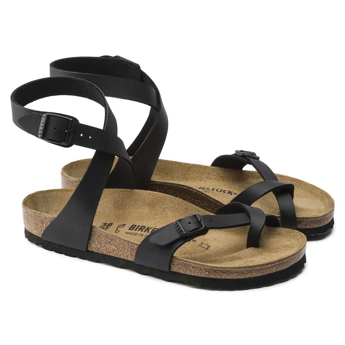 Birkenstock Yara Birko-Flor Ankle Strap Sandals Black | pN2SJ8epicv