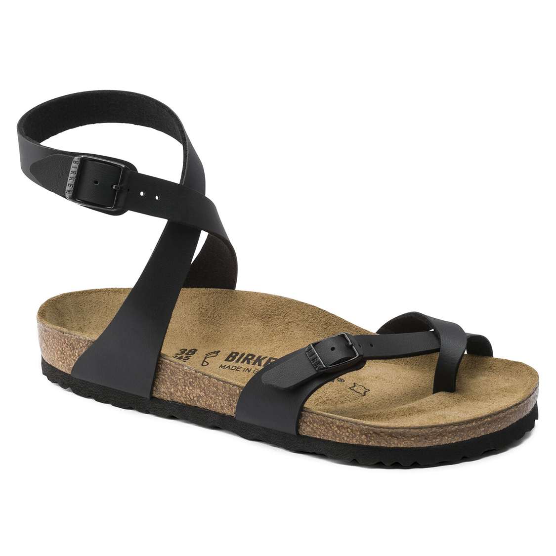 Birkenstock Yara Birko-Flor Ankle Strap Sandals Black | pN2SJ8epicv