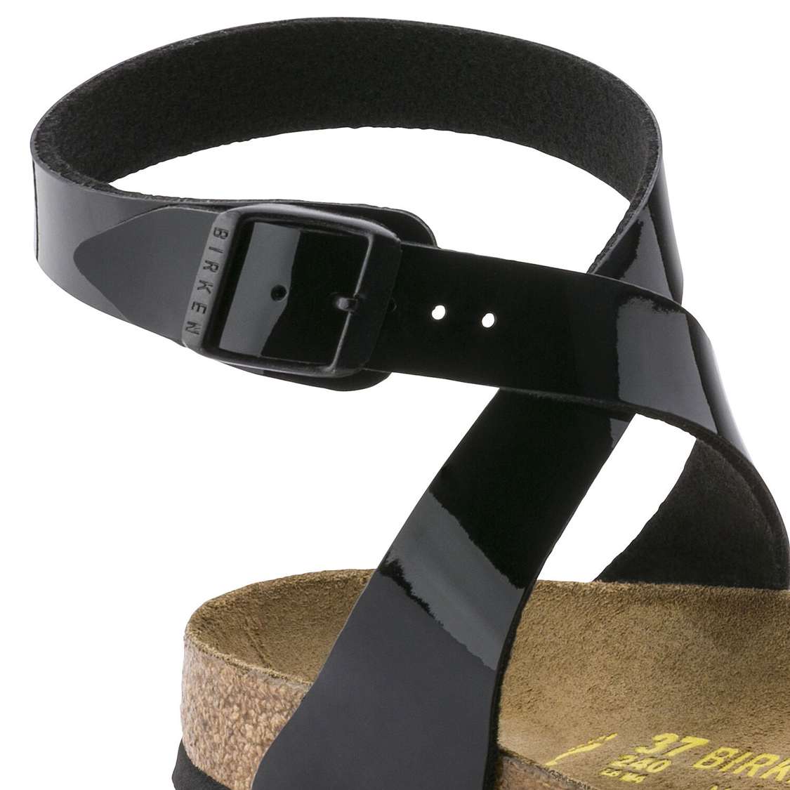 Birkenstock Yara Birko-Flor Patent Ankle Strap Sandals Black | v9txqrnGGYv