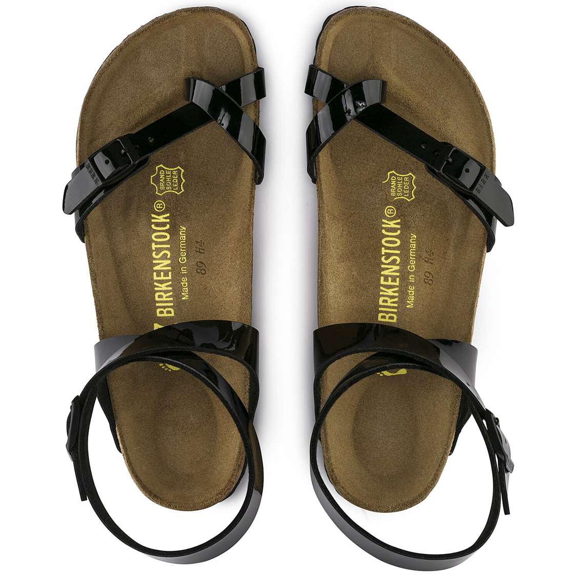 Birkenstock Yara Birko-Flor Patent Multi Strap Sandals Black | ClVcnIVSK1H