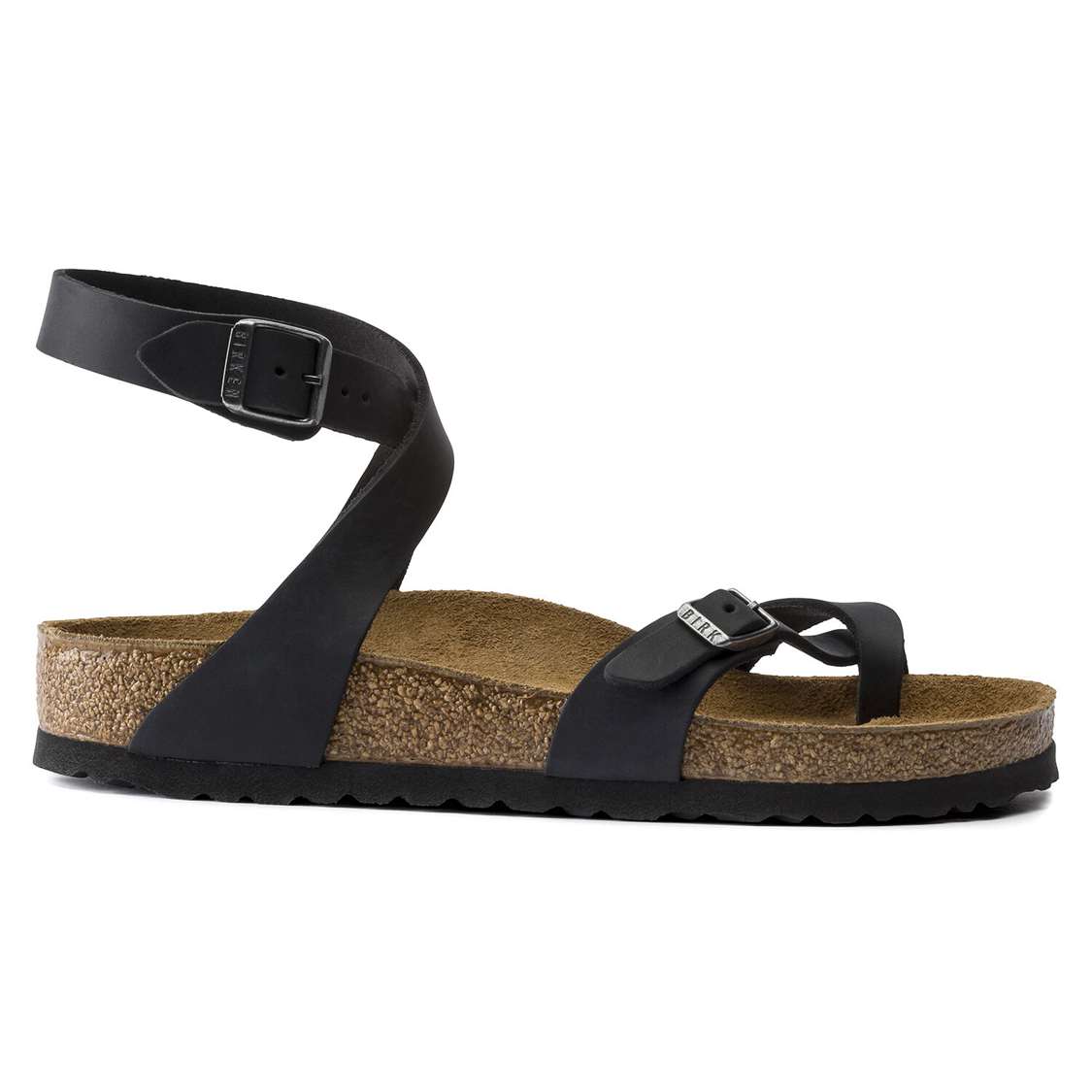 Birkenstock Yara Oiled Leather Ankle Strap Sandals Black | M2IRvMaejps