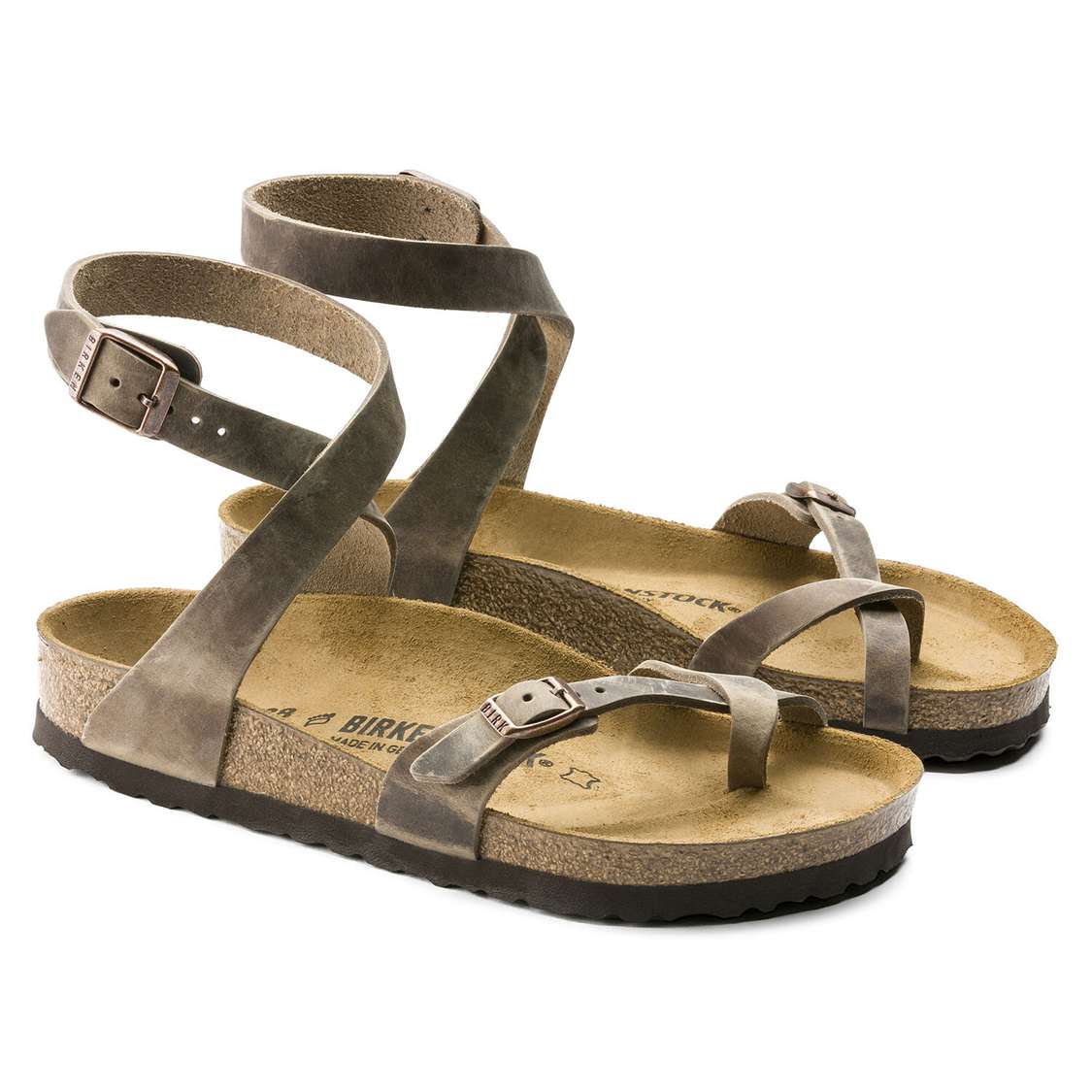 Birkenstock Yara Oiled Leather Ankle Strap Sandals Brown | bFv3tvIAPiN