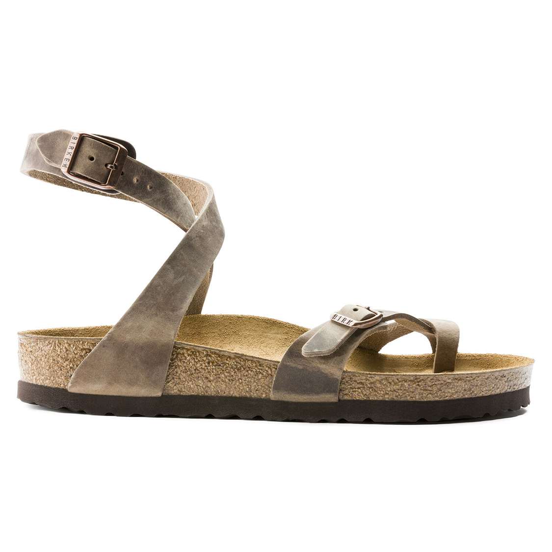 Birkenstock Yara Oiled Leather Ankle Strap Sandals Brown | bFv3tvIAPiN