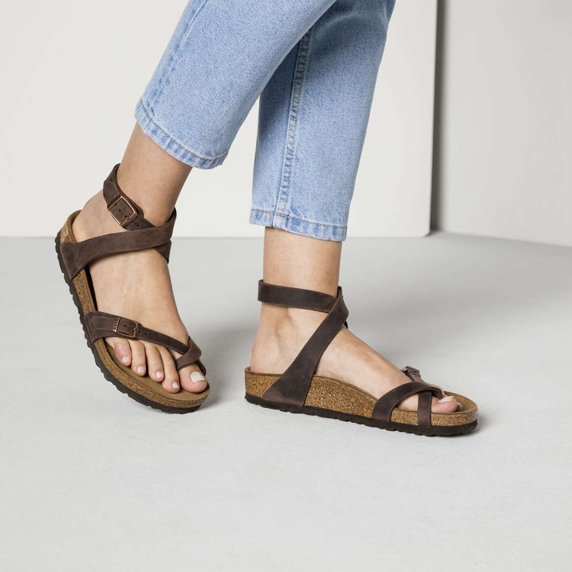 Birkenstock Yara Oiled Leather Ankle Strap Sandals Brown | muTLSTEq6HM