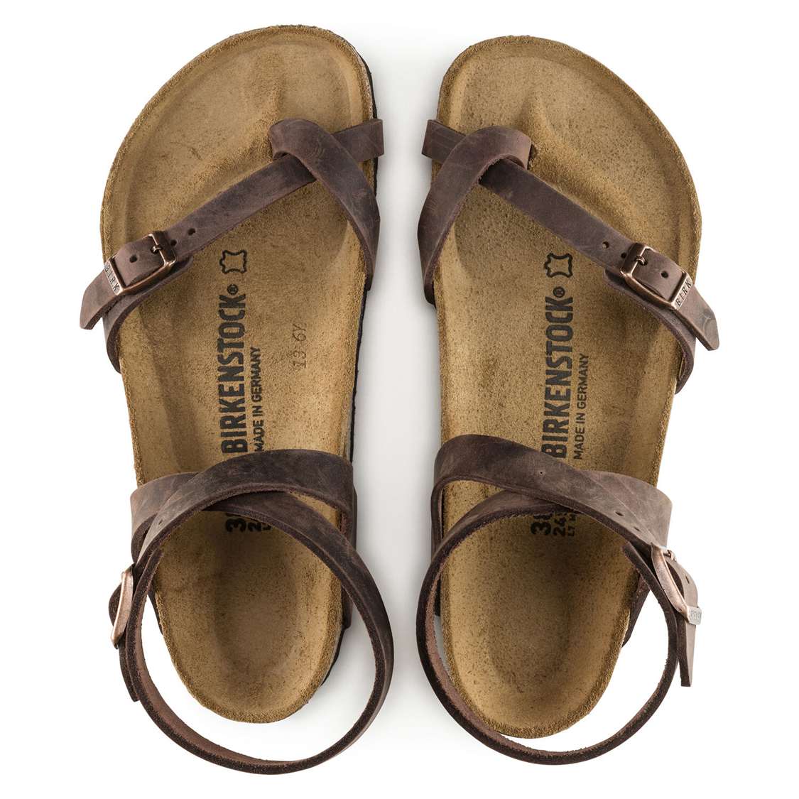 Birkenstock Yara Oiled Leather Ankle Strap Sandals Brown | muTLSTEq6HM