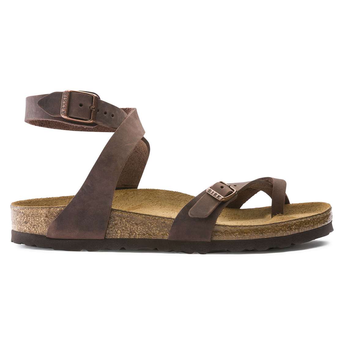 Birkenstock Yara Oiled Leather Ankle Strap Sandals Brown | muTLSTEq6HM