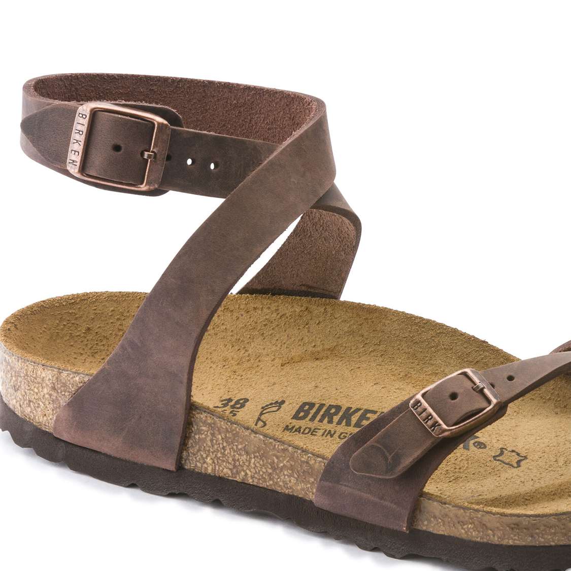 Birkenstock Yara Oiled Leather Ankle Strap Sandals Brown | muTLSTEq6HM