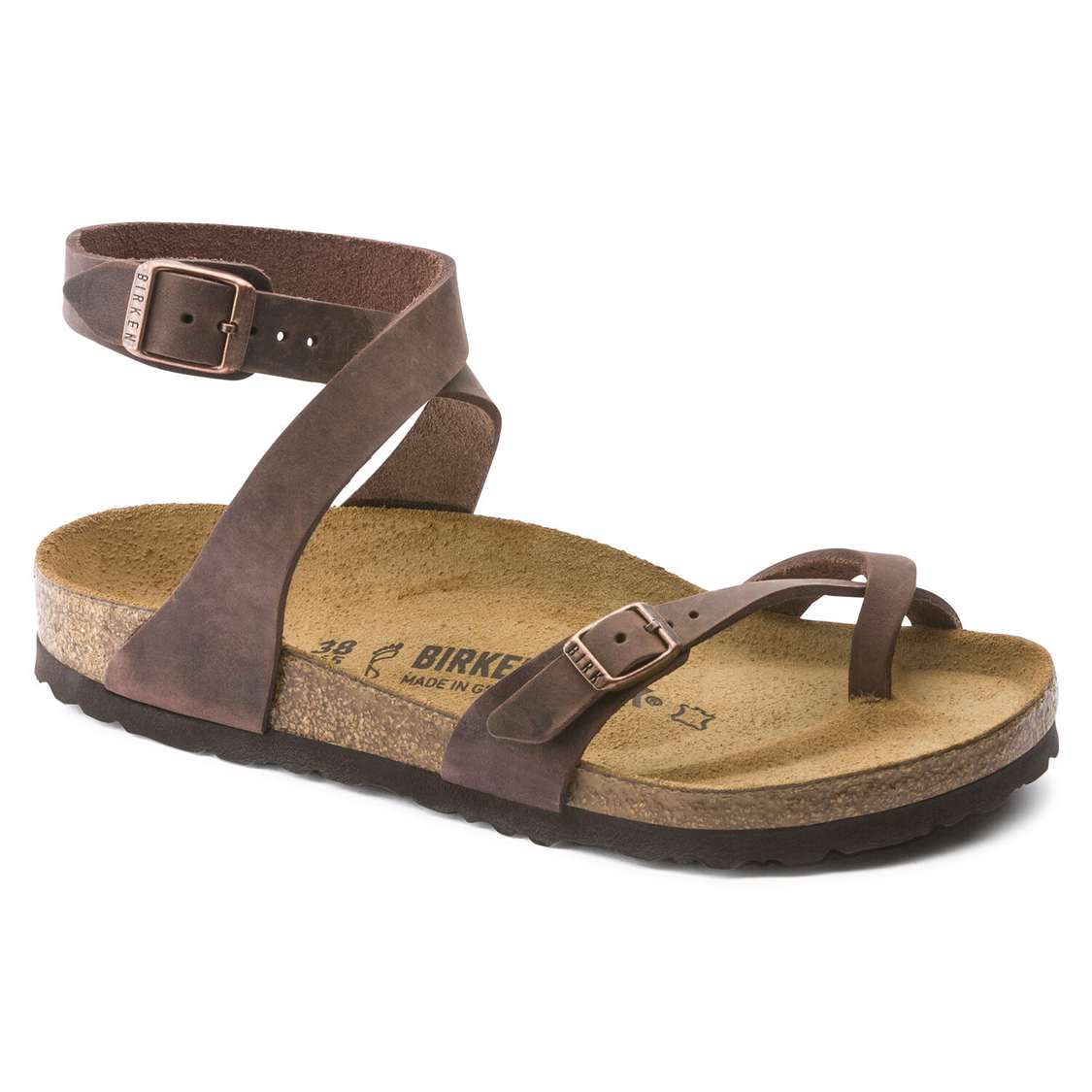 Birkenstock Yara Oiled Leather Ankle Strap Sandals Brown | muTLSTEq6HM